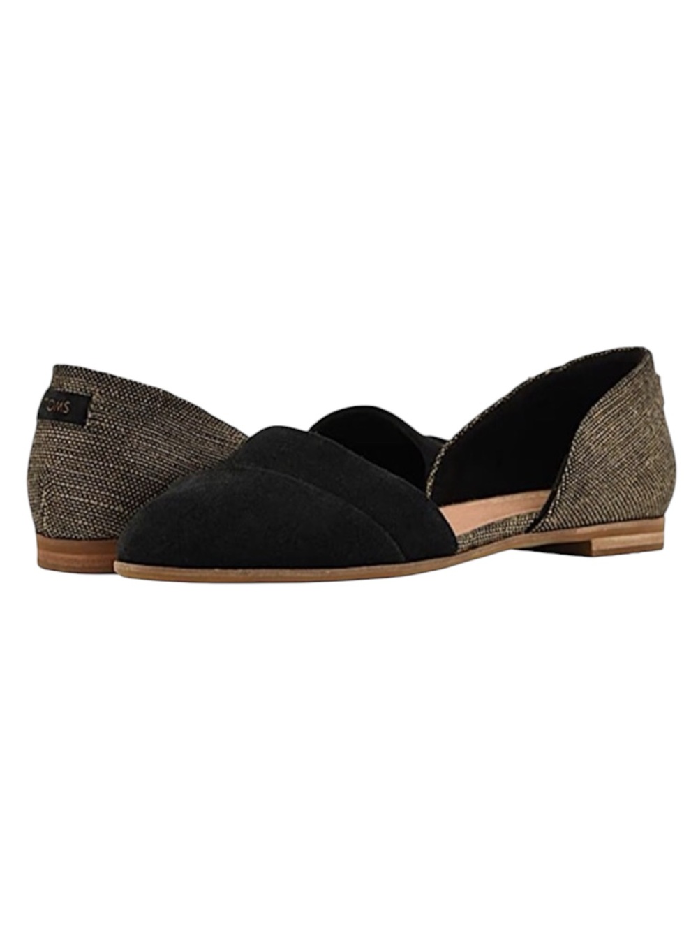TOMS Jutti D’Orsay Black Metallic Suede Flats - Size 9